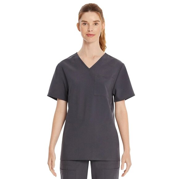 Two (2) New Women's Scrubstar Core Essentials V-Neck Scrubs Top Size L Pewter - Picture 1 of 6
